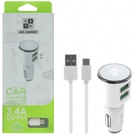 ALIMENTATORE AUTO 2 USCITA USB 3,4A + CAVO TYPE-C OXYN