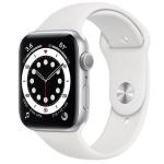 APPLE WATCH SERIE 6 GPS + CELL 40MM SILVER ALUMINIUM C ASE/ WHITE SPORT BAND 